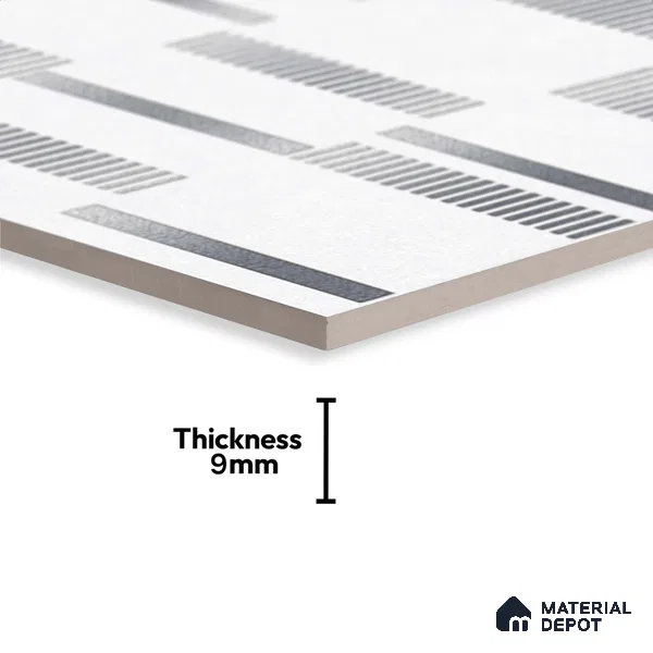 Highlighter Wall Tile TL 07251 B Plana 8012 GLM (Silver) 1 ft x 1 ft Ceramic Matte Finish - 9 mm | Suitable For Kitchen & Bathroom | 2 mm Spacer is Mandatory